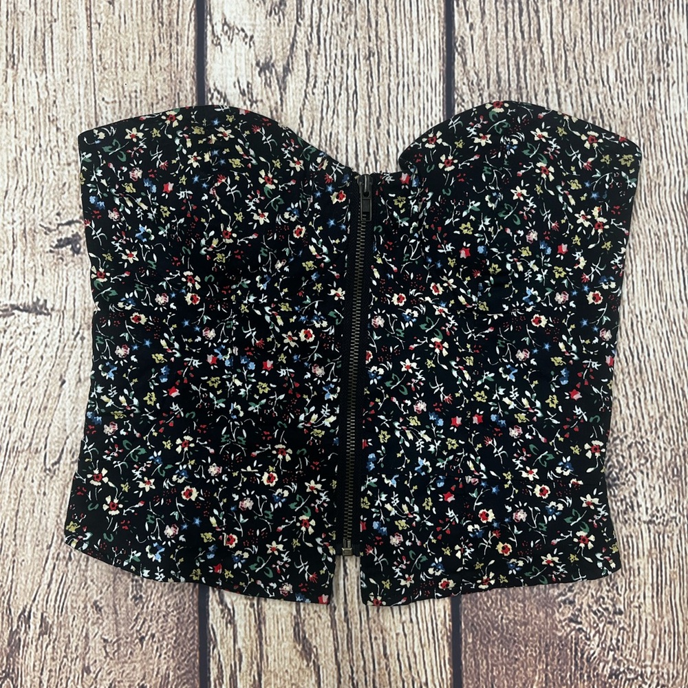 Floral Zip-up Corset Top Small
